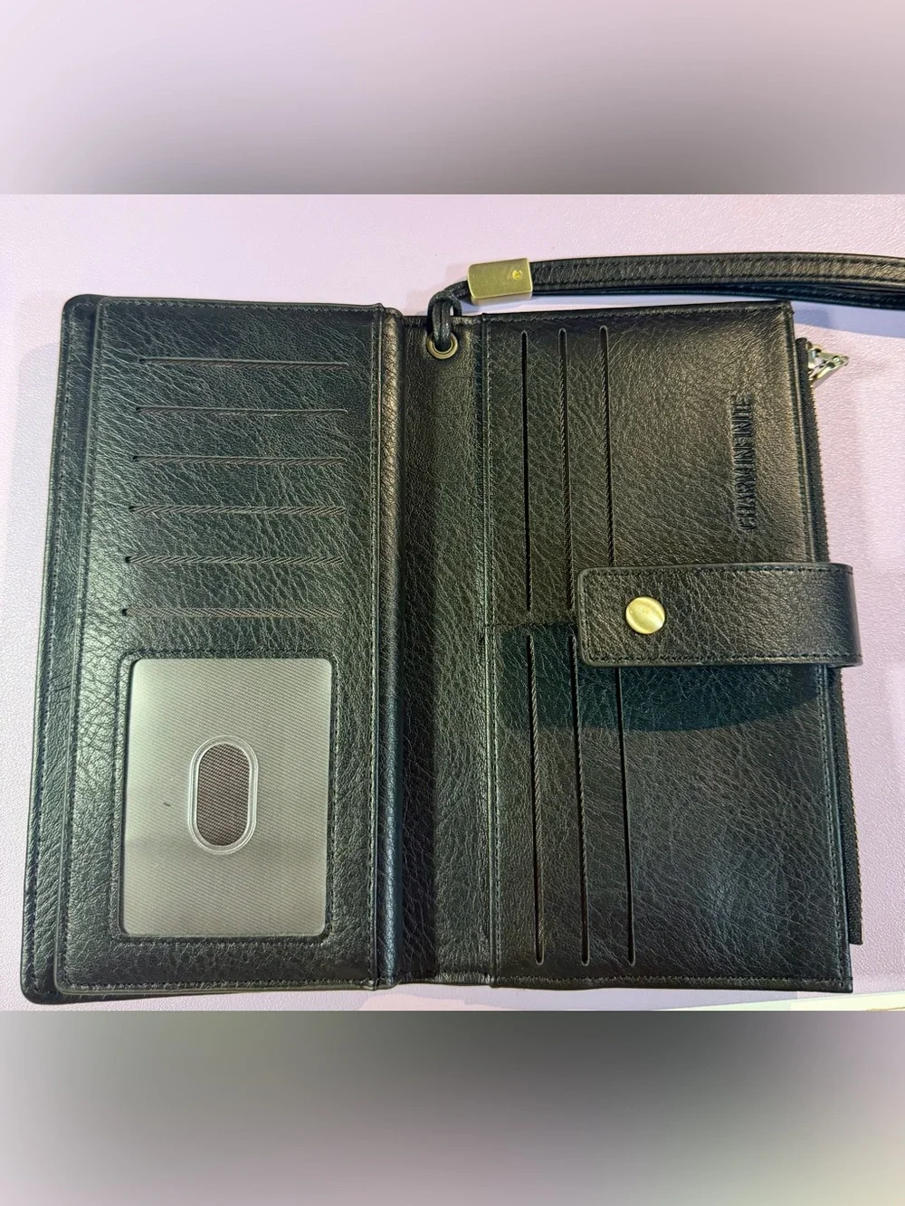 Amazon Black Vegan Leather Wristlet Clutch with Detachable Strap